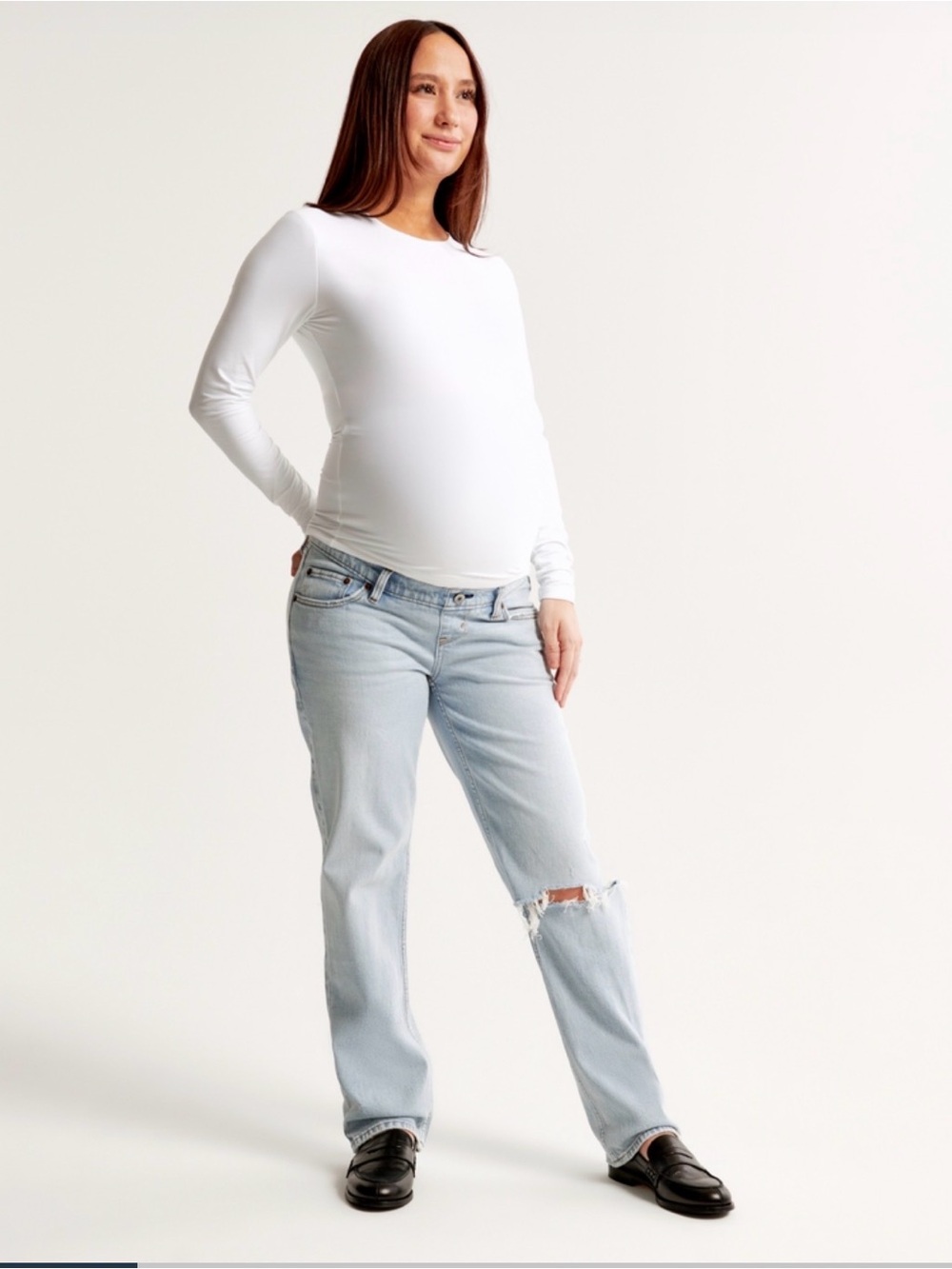 Abercrombie & Fitch Maternity 90s Light Blue Straight-Leg Jeans